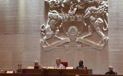 Hot air and air con: John Cookson’s sketch from inside the Town Hall chamber on the hottest June day in history