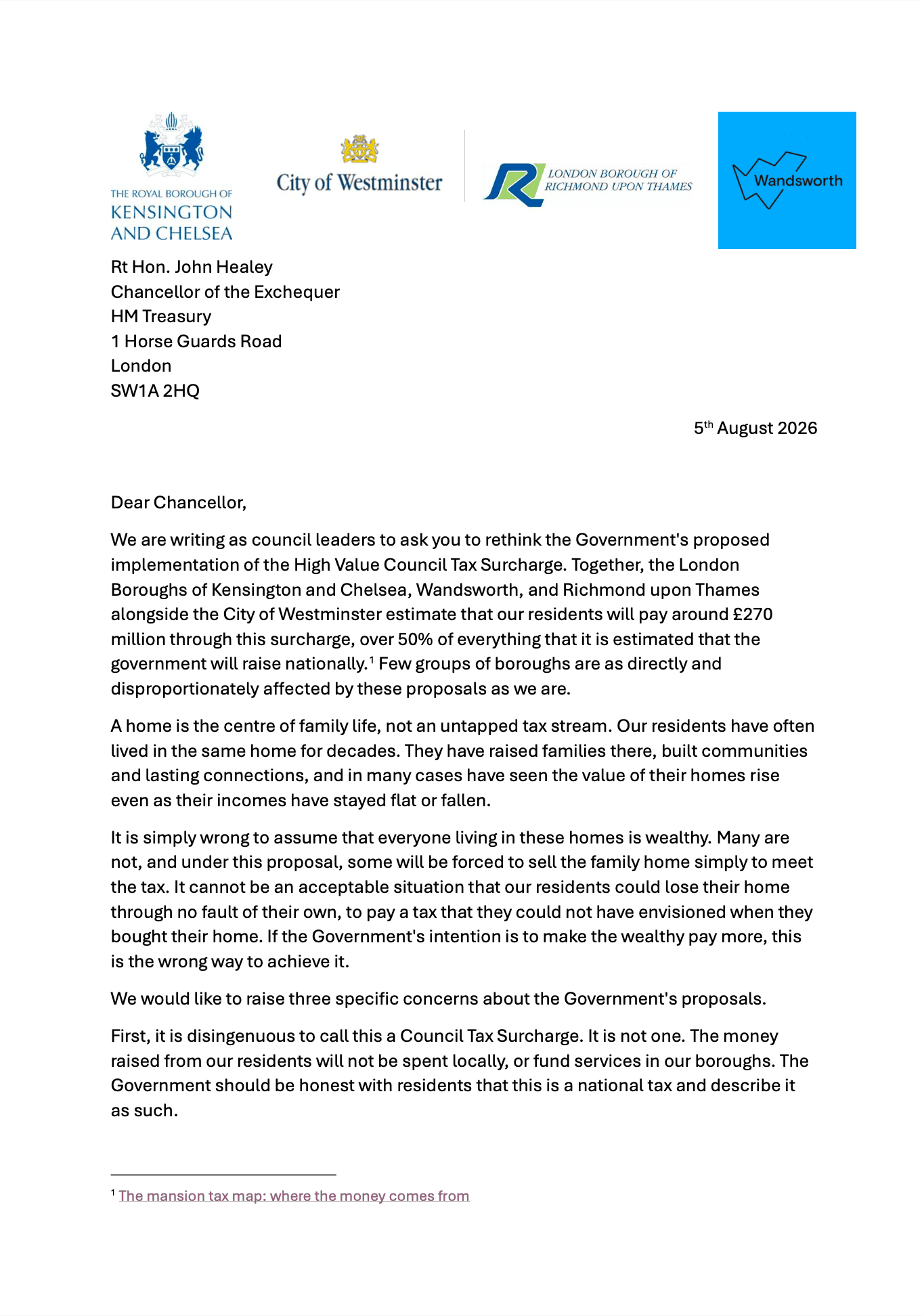 The letter from "The Rebel Alliance"